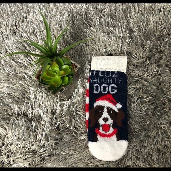 Feliz Naughty Dog 2-PACK MICRO VELOUR SLIPPER SOCK - Picture 1 of 6